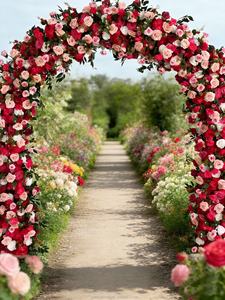 Arche de mariage avec structure de support et roses en soie utilisée comme décoration de <span class=keywords><strong>fond</strong></span> pour la scène de mariage. - Product Image 4