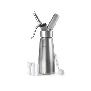Dispenser per panna montata Siphon Mix 0,5L in acciaio inox con ugelli e spazzola per la pulizia, per la preparazione di dessert - Product Image 1