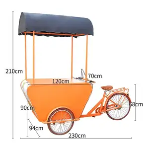 Push Street Snack Food Cart Tricycle Snack Selling Cart/ Mobile Snack Cart