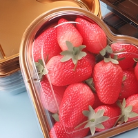 Boîte cadeau personnalisable en forme de cœur avec couvercle transparent et fond doré pour emballage alimentaire à emporter et fruits