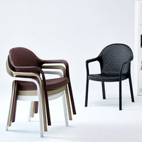 Chaise en plastique résistante aux intempéries et au soleil pour l'extérieur, avec dossier, pour cour, jardin, villa, kit table et chaises