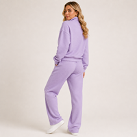 Ensemble deux pièces pour femme ODM, pull à col zippé texturé gaufré, pantalon droit à taille élastique, survêtement décontracté et confortable