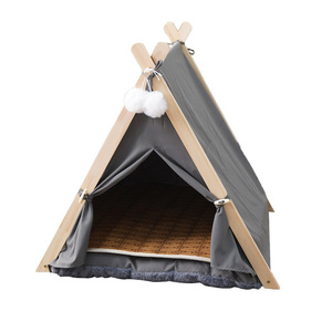 Tente <span class=keywords><strong>tipi</strong></span> pour animaux détachable avec tapis lavable, <span class=keywords><strong>lit</strong></span> d'intérieur toutes saisons pour chats et petits chiens - Product Image 5