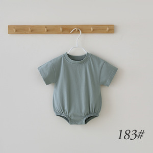 Romper de Bebé de Algodón Tejido con Hombros Caídos y Manga Corta Liso para Niñas al por Mayor - Product Image 5
