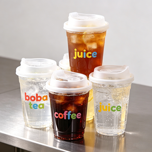 แก้วพลาสติกใส PP ขนาด 12, 14, 16, 20, 24 ออนซ์ ปลอดสาร BPA พิมพ์โลโก้ได้ตามต้องการ พร้อมฝาปิด สำหรับเครื่องดื่มชาไข่มุกแบบใช้แล้วทิ้ง - Product Image 1