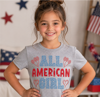 Personnalisation : Motifs thermocollants pour t-shirts, thème Fille Américaine 4 juillet, avec strass et paillettes