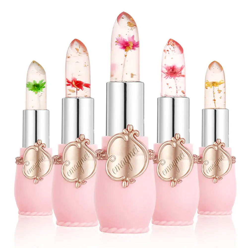Baume à lèvres pigmenté, hydratant, thermoréactif et transparent, baume à lèvres avec fleur, cosmétique transparent, changement de couleur à la température