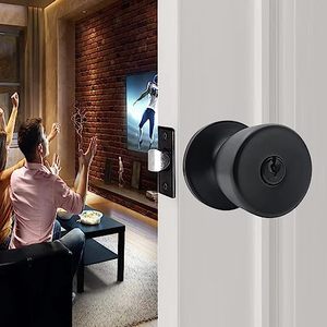 Ensemble de serrures en métal finition nickel satiné pour salle de bain, plaque de verrouillage amovible et bouton de porte <span class=keywords><strong>rond</strong></span> - Product Image 3