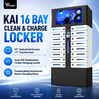 Y2Power Casier de recharge et de nettoyage à 16 baies avec prises PD65W QC3.0 AC pour kiosque de charge d'ordinateurs portables, téléphones et tablettes
