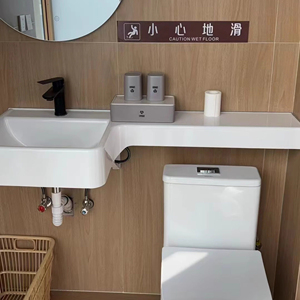 Évier de salle de bain compact <span class=keywords><strong>avec</strong></span> comptoir <span class=keywords><strong>intégré</strong></span> en SMC, gain de place au-dessus du <span class=keywords><strong>réservoir</strong></span> de toilettes - Product Image 2