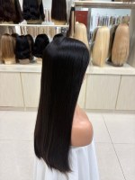 Vente directe usine : Cheveux humains vierges chinois pour perruques Lace Front, base transparente, longueur longue, bonnets petits et grands, densité 150%, toutes couleurs.