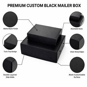 Boîte noire avec logo du fabricant, artisanat en carton <span class=keywords><strong>de</strong></span> luxe, emballage <span class=keywords><strong>de</strong></span> boîte cadeau imprimée en carton ondulé pour l'expédition et le courrier - Product Image 2