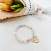 Bracelet à breloques en forme de souris de dessin animé en pierre naturelle de haute qualité pour filles, cadeau de fête des mères, vente en gros de bijoux