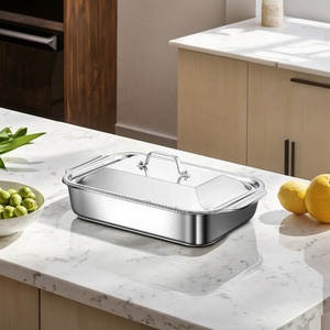 Hot bán panci thực phẩm <span class=keywords><strong>Pan</strong></span> không dính Heavy Duty thép không gỉ hình chữ nhật sâu rang <span class=keywords><strong>Pan</strong></span> có nắp đậy - Product Image 1