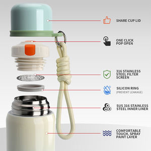 China New Products 500ml 316 Stainless Steel Double Wall Vacuum Insulated Watersy Cups Portable School <b>Water</b> <b>Bottle</b> Flask Rope - Product Image 6