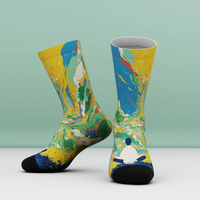 Chaussettes polyvalentes en polyester 3D sans couture, imprimées numériquement à 360° avec motifs de dessins animés, anti-odeur, absorbant la transpiration, respirantes et résistantes à l'usure (ODM)