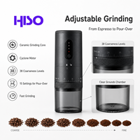 Moulin à café électrique portable haut de gamme avec meule en céramique, 38 réglages de mouture, écran tactile, rechargeable