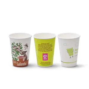 Kaffeetassen Preis Mundwasser becher Einweg-Maisstärke becher mit Deckel 180ml individuell bedrucktes heißes Papier Biologisch abbaubar 100% Bambus
