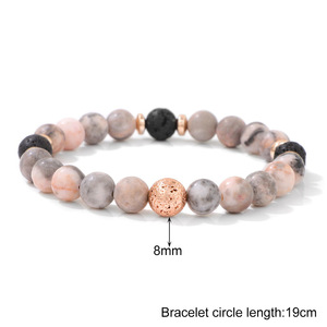 Nouveau gros lave Yoga diffuseur d'huile essentielle anniversaire et fête des mères cadeaux rose zèbre jaspe pierre naturelle bracelet perlé - Product Image 4