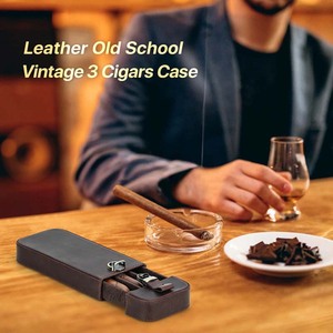 Boîte à cigares en cuir véritable portable au prix d'usine, humidor de voyage, étui à cigares à <span class=keywords><strong>3</strong></span> tubes en cuir - Product Image 2