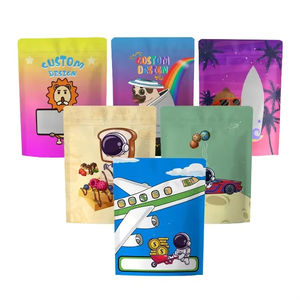 Bolsa de pie personalizada con diseño impreso de 3.5 pulgadas con cierre de seguridad, a prueba de olores, de plástico Mylar para galletas - Product Image 1