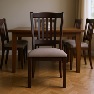 Silla de comedor clásica de madera con asiento y respaldo tapizados en tela para muebles de cocina y hogar - Product Image 2