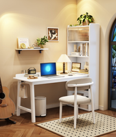 Bureau d'angle en bois massif avec étagère, bureau d'ordinateur en forme de L avec rangement latéral pour le bureau à domicile
