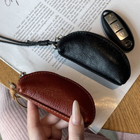 Porte-monnaie en cuir de vachette pleine fleur tanné végétal, mini pochette de rangement pour pièces de monnaie et clés, avec cordon rouge, en cuir véritable
