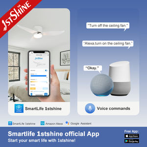 1stshine LED Ventilateur de plafond domestique électrique 42 pouces blanc ABS pales ventilateur de plafond à distance avec éclairage à intensité variable - Product Image 6