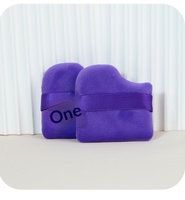 OEM Jiji Macaron Hue Crystal Velvet Puff avec sangle en ruban, applicateur de poudre libre ultra doux en forme de biscuit, poudre pressée