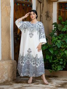 Bata elegante de manga larga con cuentas <span class=keywords><strong>para</strong></span> mujer, vestido de banquete de poliéster estampado en <span class=keywords><strong>Amazon</strong></span>, inspirado en Dubái, Turquía, Oriente Medio - Product Image 3