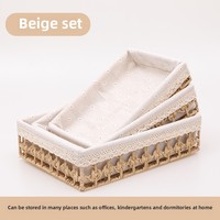 Panier de rangement en rotin tressé moderne et écologique NFS pour cosmétiques, fleurs, articles divers, utilisation sur table basse et dans la chambre