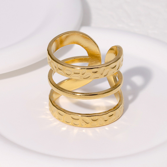 Triple Band Wedding Open Ring Adjustable Stainless Steel Fashion Jewelry Rings for Women Girls