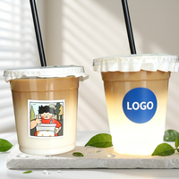 Gobelets en plastique PP jetables personnalisés avec couvercles 98 mm 13,5 oz 16,5 oz 400 ml 500 ml transparents avec logo imprimé, conception gratuite