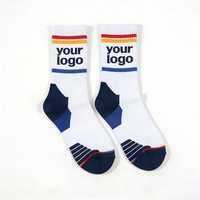 Chaussettes de badminton homme femme, épaisses, avec coussinets en tissu éponge, échantillon gratuit, lettres personnalisables, antidérapantes, mi-mollet