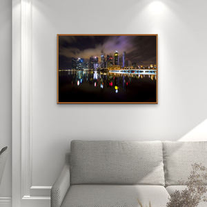 Tranh Vẽ Cảnh Đêm Thành Phố Hiện Đại Áp Phích Tranh Nghệ Thuật In Vải Bố Có Khung Bên Trong - Product Image 3