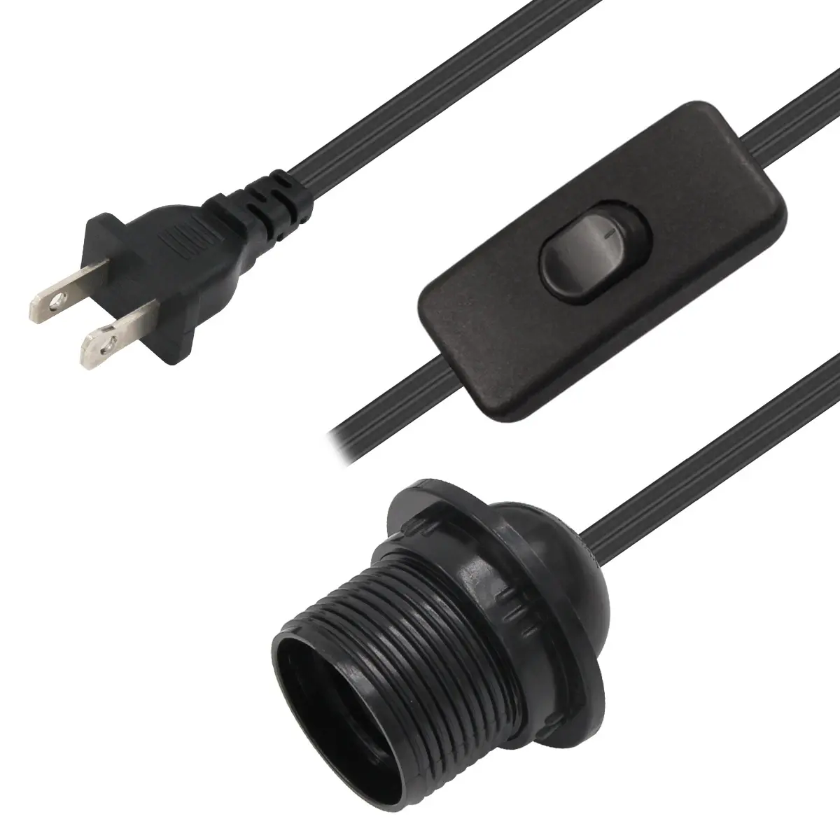 Personalizada de alta calidad E 27 Socket E12 soporte en línea E26 cable de la lámpara nos polarizado de alimentación de enchufe de cable con interruptor