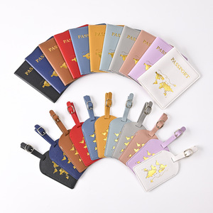 Étui à documents de voyage couverture de passeport portefeuille de voyage marron ensemble de porte-passeport en cuir pu portefeuille avec fenêtre transparente - Product Image 2