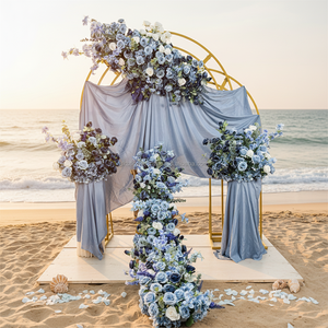 Décorations de mariage rustiques, fleurs artificielles de haute qualité, panneau de fond de scène de mariage, décoration de sol, arche florale en forme de corne - Product Image 1