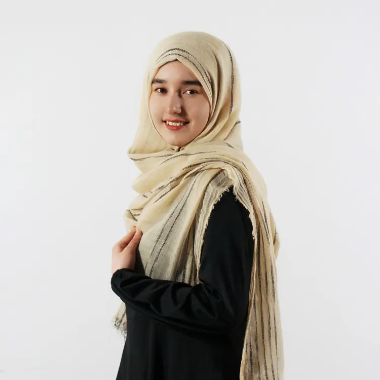 Custom premium lungo pashmina lana khimar hijab strisce kashmiri scialle nappine in cashmere sciarpa marmitta per le donne di alta qualità