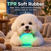 Jouet pour chien bicolore lumineux, balle à mâcher couineuse en TPR pour l'entraînement au rapport et le jeu interactif