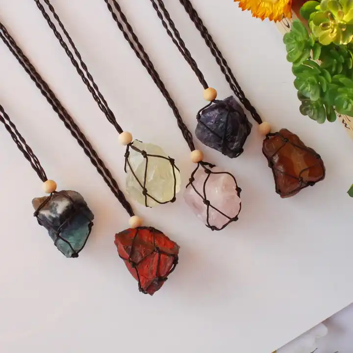 Agate Botswana crystals healing stone necklace natural pendant – smokyquartz