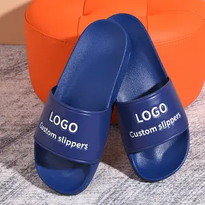 Oem Black Color Solid Color Sandal Pvc Custom Logo Men Plain Blank PVC Slide Slippers