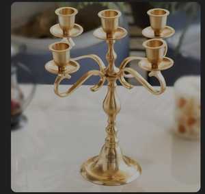 Silver Five Arm Candelabra Metal Candle Holder Home <b>Decoration</b> Durable - Product Image 3