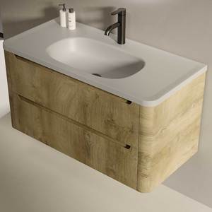 Mueble de Baño Moderno Minimalista Personalizado OEM, Resistente al Agua, Colgante de Pared, Gabinete de MDF, Lavabo de Piedra, Diseño Rectangular, para Uso en Hogar y Hotel - Product Image 6