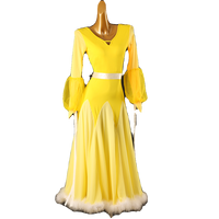 Q406 New YZR GB Ballsaal Tanz kleid Praxis Profession eller Wettbewerb High-End Feder Big Swing Kleid Seide/Baumwolle Gelb