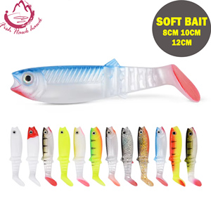Señuelos de Pesca Artificiales Suaves Cannibal de 80mm, 100mm, 125mm, Cebo de Silicona Tipo Shad con Cola en T, Wobblers - Product Image 1
