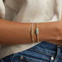 Bracelet perlé multicolore personnalisé EDGE avec breloque barre dorée, réglable, bijoux délicats pour femme