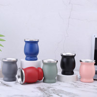 Mate — gobelet à Double paroi argenté en acier inoxydable, gourde avec Bombilla, vente en gros