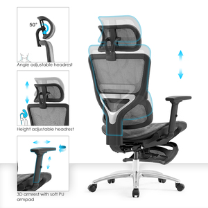 Guangdong Executive Silla de diseño moderno Oficina Ergonómica Respaldo alto Sillas de oficina de malla para dormir con reposapiés - Product Image 2
